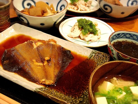 カレイの煮付け定食